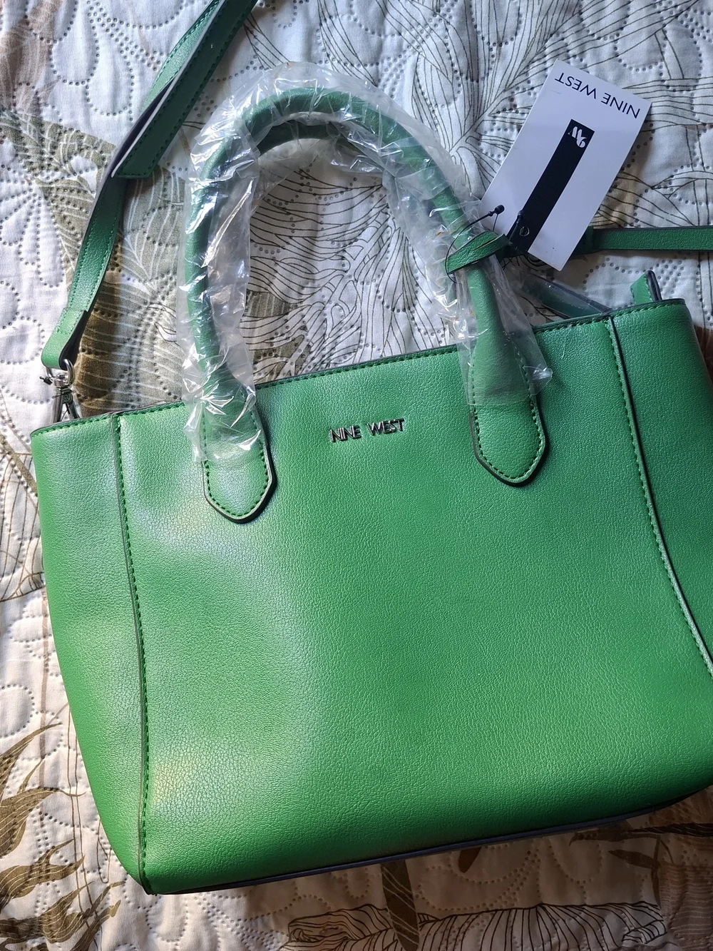 Nine West Green Leather Tote Bag
